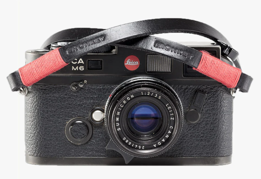 Bronkey Tokyo #101 - Black & Red leather camera strap 95 cm