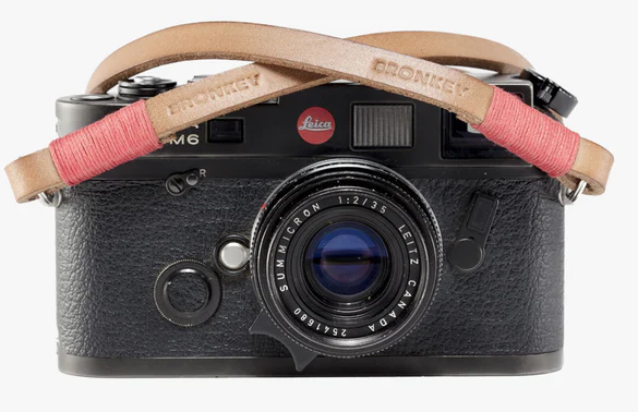 Bronkey Tokyo #103 - Tanned & Red leather camera strap 95 cm