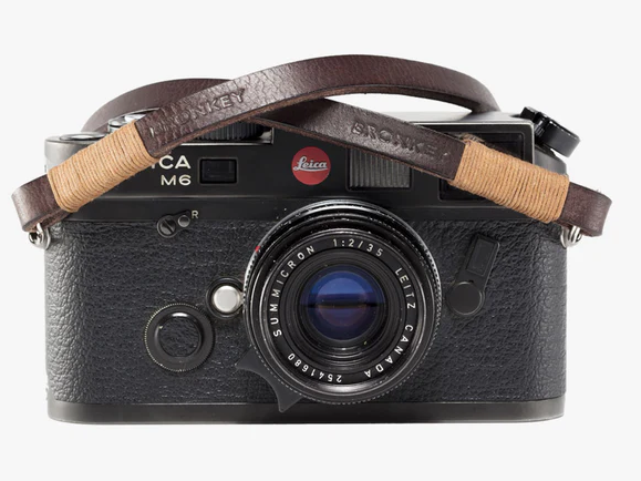Bronkey Tokyo #105 - Brown & tanned leather camera strap 95 cm