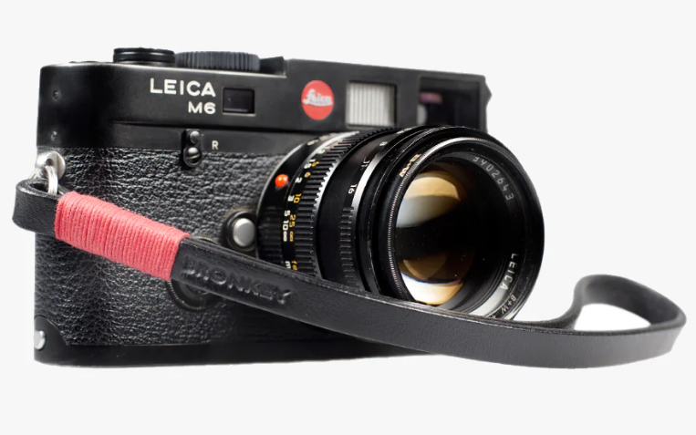 Bronkey Tokyo #201 - Black & Red leather camera strap 23,5cm