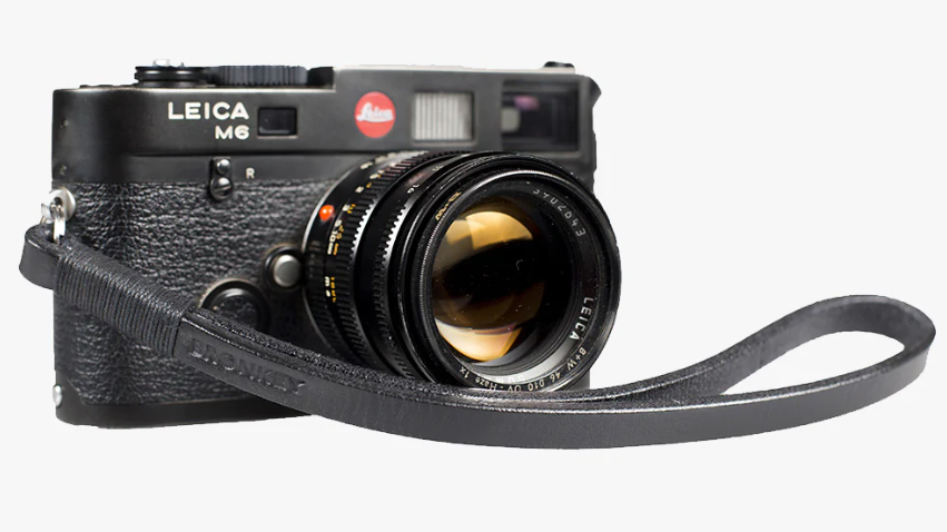 Bronkey Tokyo #204 - Black & Black leather camera strap 23,5cm