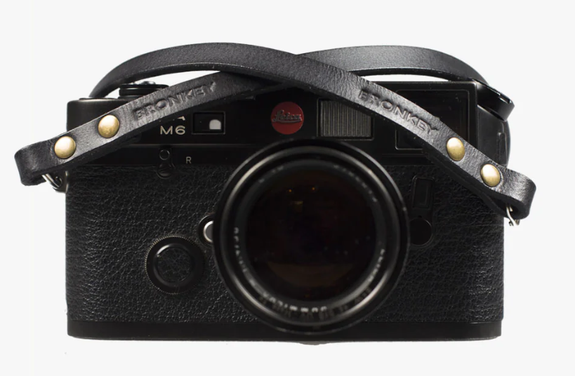 Bronkey Berlin #101 - Black Leather camera strap 120 cm