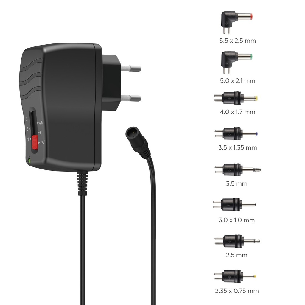 Hama Bloc d’alimentation universel 1000mA 12W réglable 3V-12V 8 adapteurs