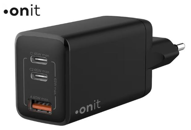 onit Chargeur mural USB Trial QC4+ 65 W GaN Noir