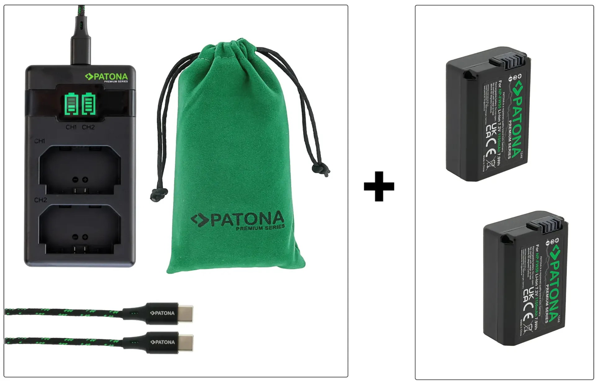 Patona NP-FW50 Fast Charger+2 Akkus Kit