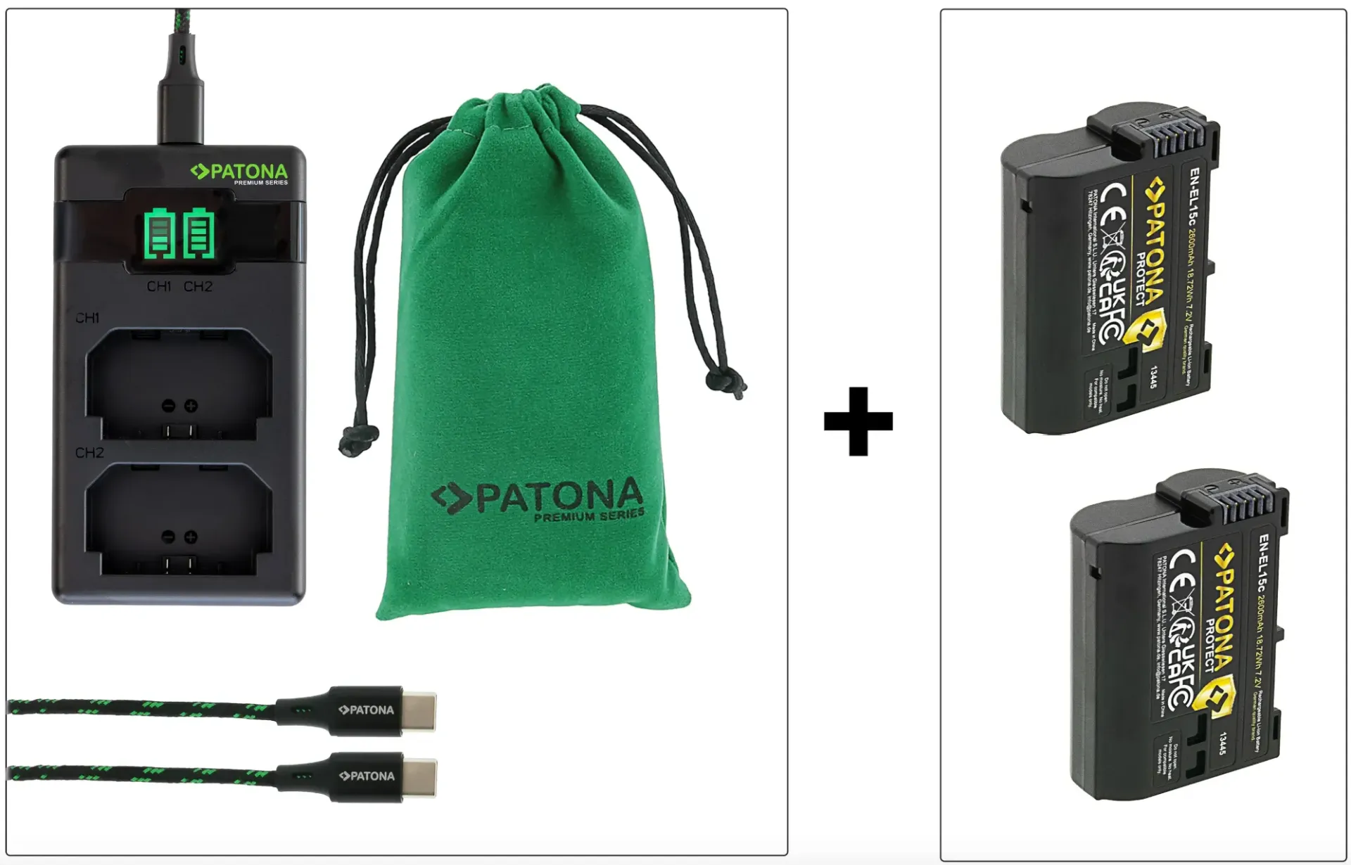 Patona EN-EL15C Fast Charger+2 Akkus Kit