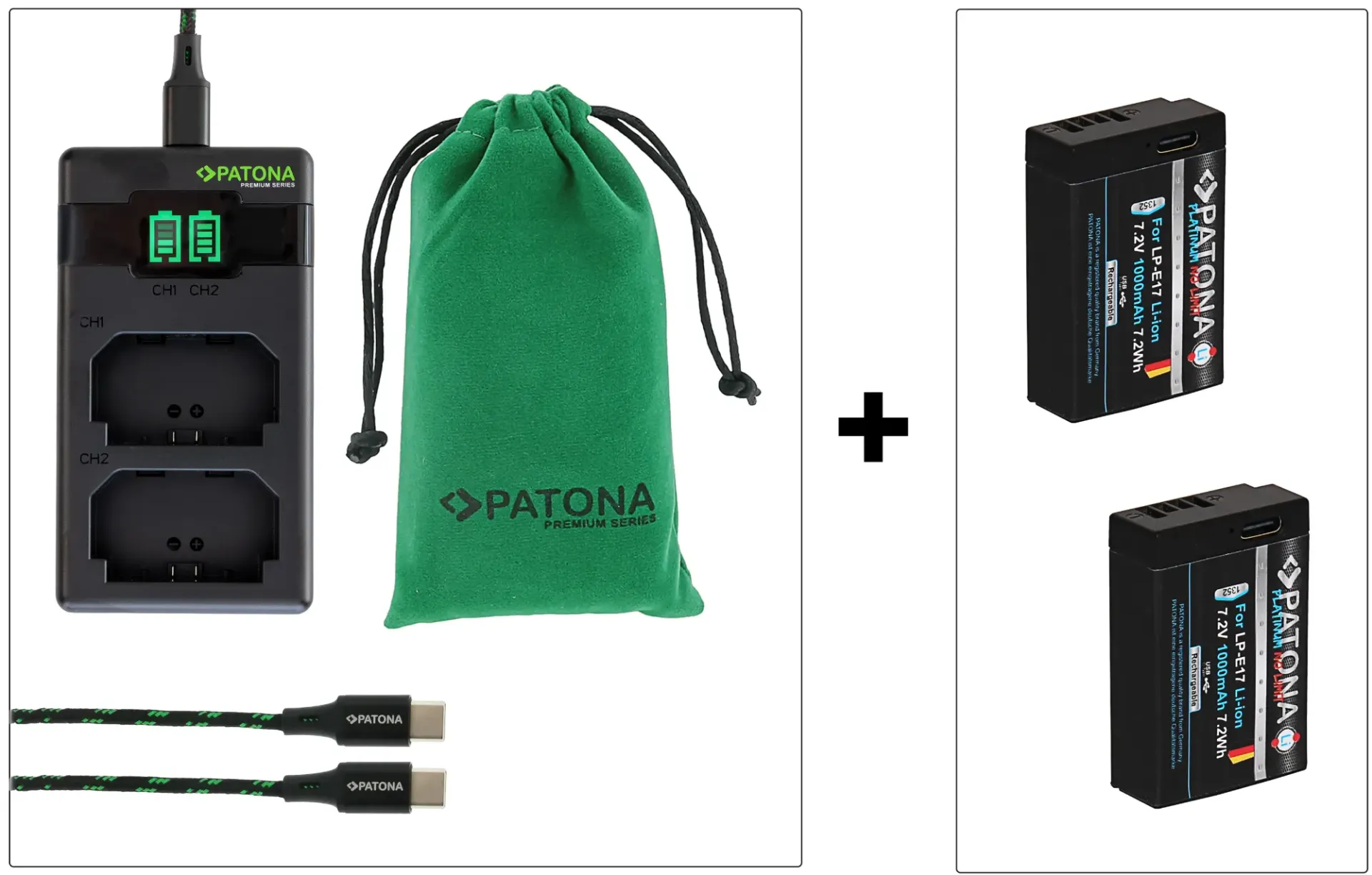 Patona LP-E17 Fast Charger+2 Akkus Kit