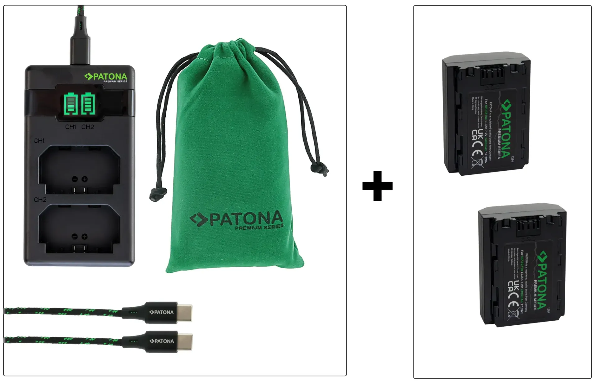 Patona NP-FZ100 Fast Charger+2 Akkus Kit