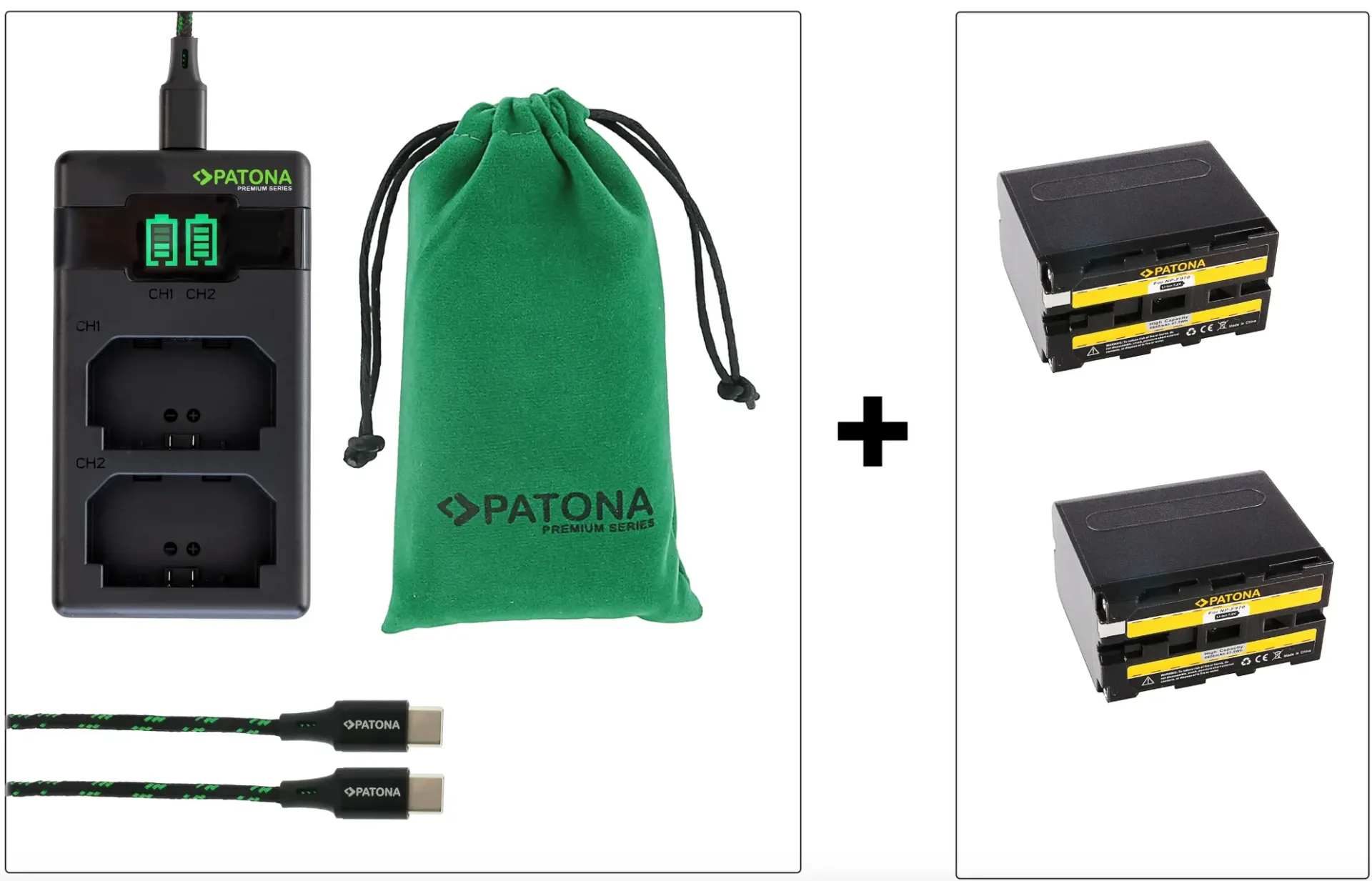 Patona NP-F970 Fast Charger+2 Akkus Kit