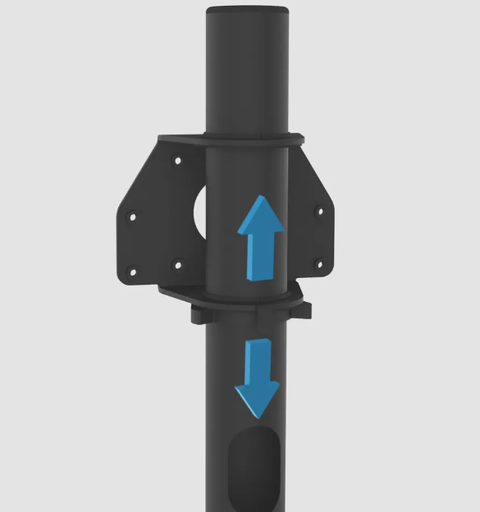 Cavus Colonne 50mm acier noir, hauteur 120 cm avec tête adaptateur CAV-PS120B