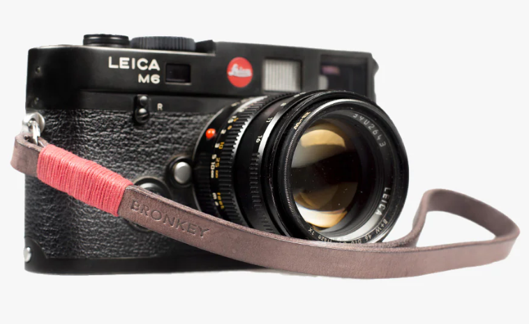 Bronkey Tokyo #202 - Brown & Red leather camera strap 23,5cm