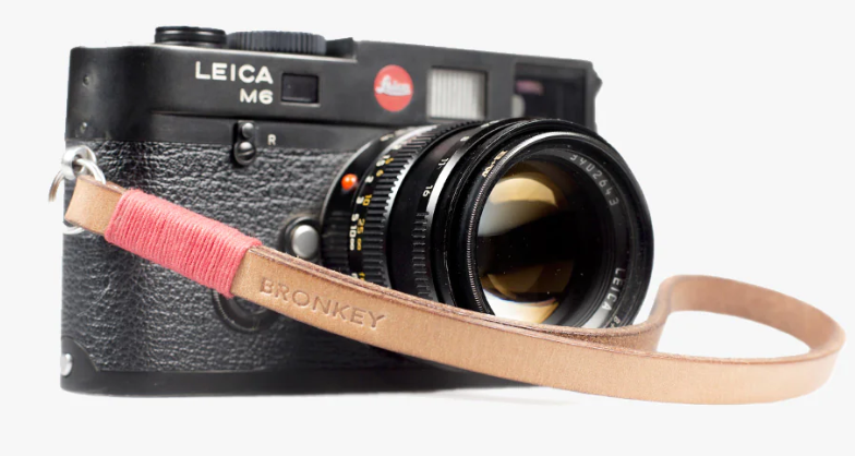 Bronkey Tokyo #203 - Tanned & Red leather camera strap 23,5cm