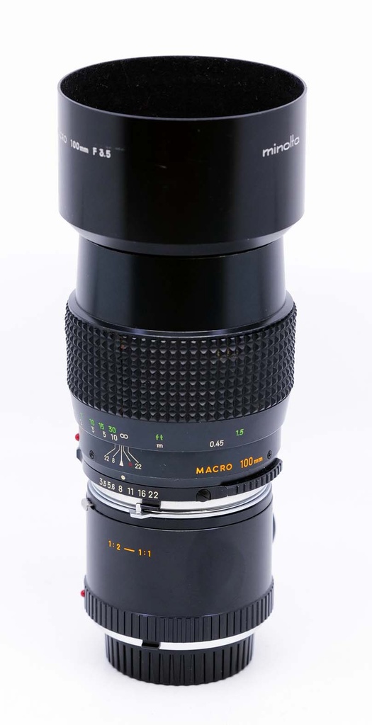 OCCASION MINOLTA 100mm 3.5 Macro MD + Allonge