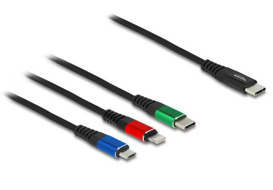 Delock Câble chargeur USB USB C - Lightning/Micro-USB B/USB C 1 m