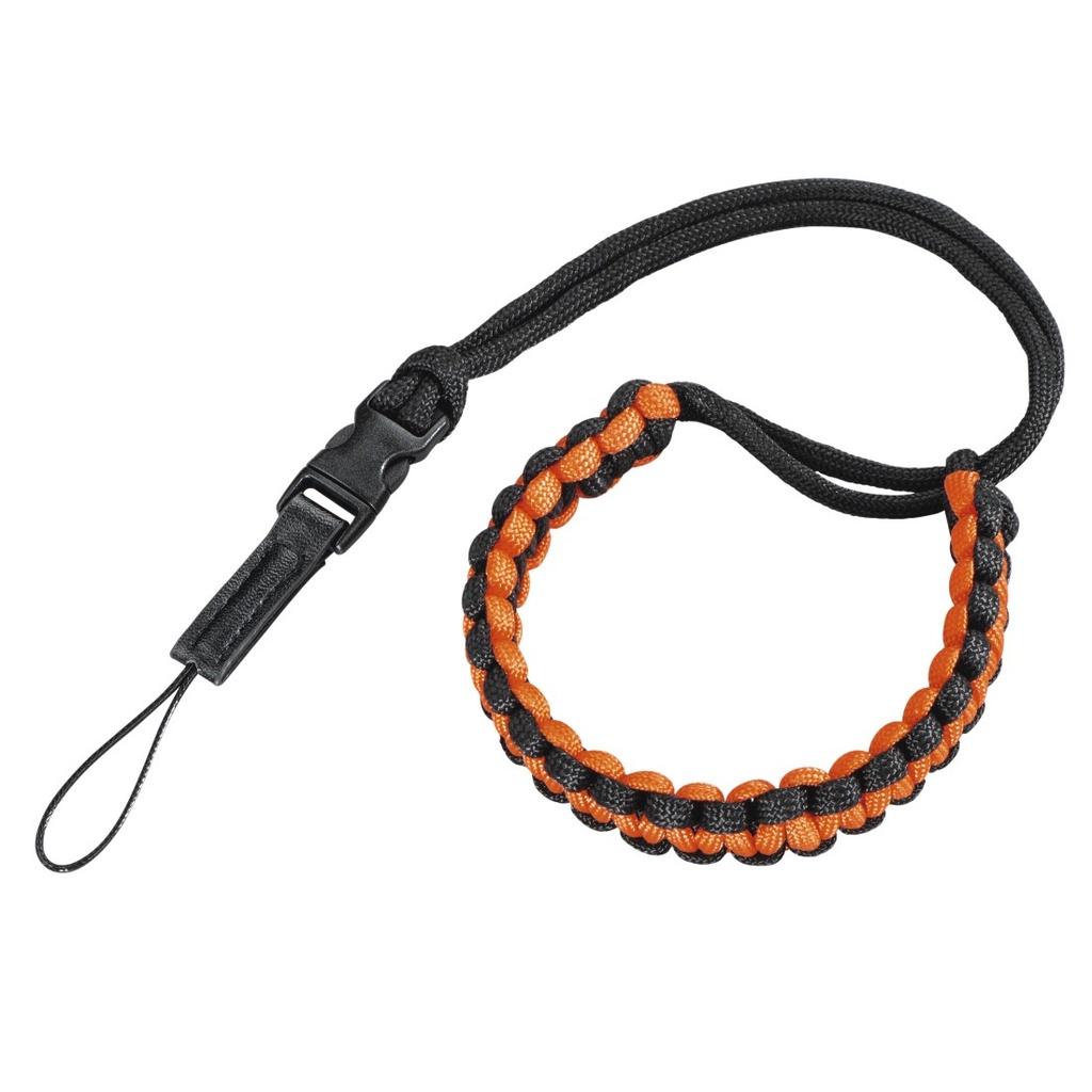 Hama Dragonne "Braid 20" fermeture à clip, longueur 20 cm, Noir/Orange