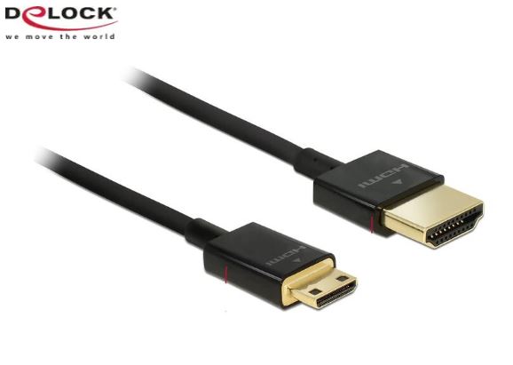 Delock Câble 4K 60Hz HDMI - Mini-HDMI (HDMI-C), 0.25 m, Noir