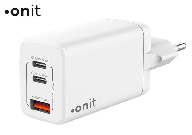 onit Chargeur mural USB Trial QC4+ 65 W GaN Blanc