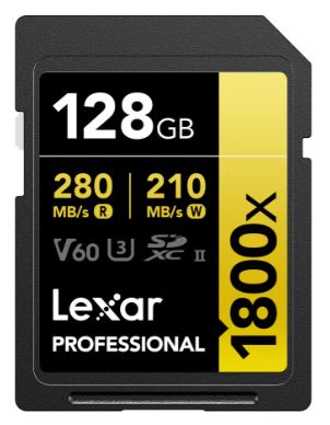 Lexar 1800x UHS-II SDXC 128GB Gold
