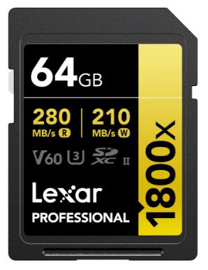 Lexar 1800x UHS-II SDXC 64GB Gold