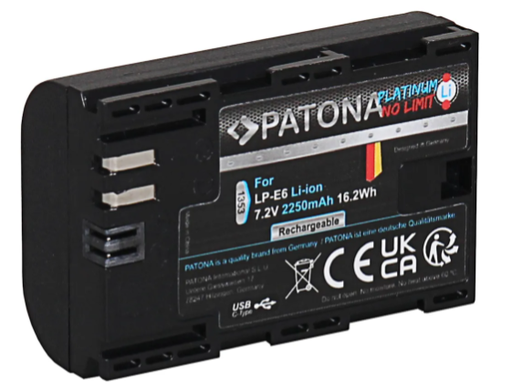 Patona Platinum Batterie Canon LP-E6 USB-C Input