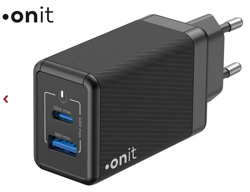 Onit Chargeur mural USB Dual QC4+ 65 W GaN Noir