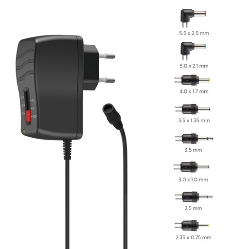 Hama Bloc d’alimentation universel 1000mA 12W réglable 3V-12V 8 adapteurs