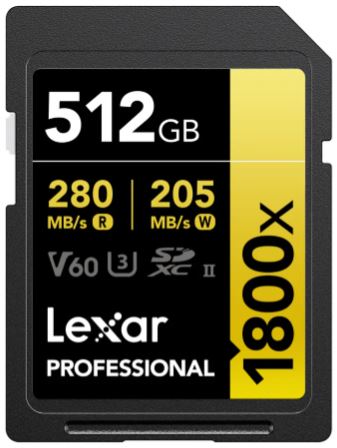 Lexar 1800x UHS-II SDXC 512GB Gold