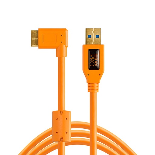 OCCASION TetherPro USB 3.0 A / Micro B 4.6m/15 coudé droite CU61RT15-ORG 